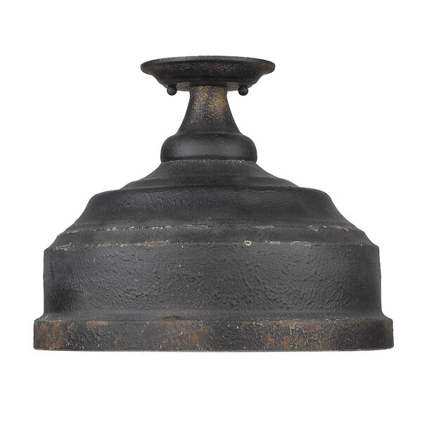 Keating Antique Black Iron Three-Light Semi Flush Mount, image 2